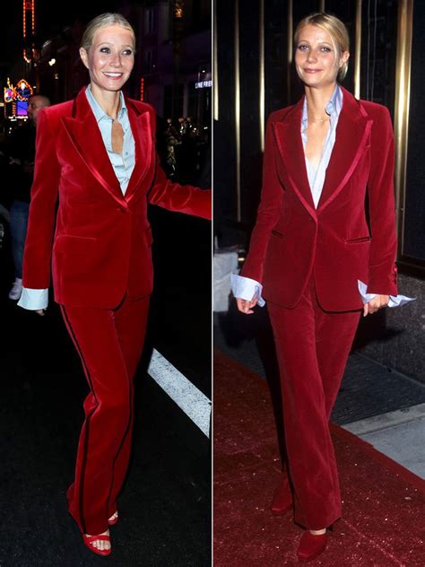 gwyneth paltrow red velvet suit